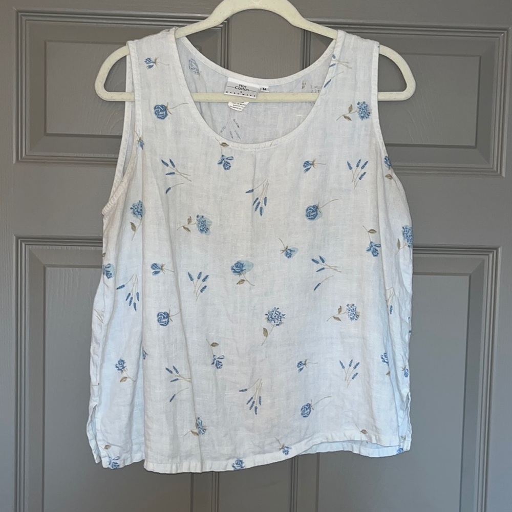 Marc aware | 100% Linen Blue Floral Tank
